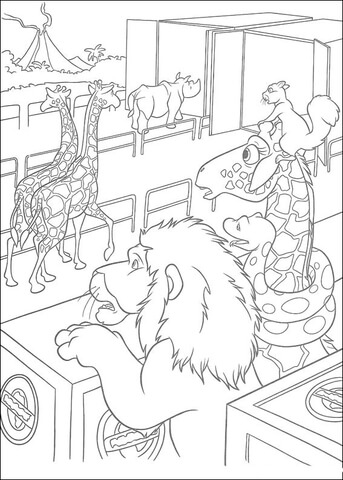 Samson, Benny, Larry And Bridget Are Looking At Zoo Animals  Coloring Page